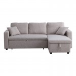 Γωνιακός αναστρέψιμος καναπές κρεβάτι Kamore pakoworld με αποθηκευτικό χώρο μπεζ ύφασμα 223x146x85εκ c502614