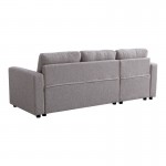 Γωνιακός αναστρέψιμος καναπές κρεβάτι Kamore pakoworld με αποθηκευτικό χώρο μπεζ ύφασμα 223x146x85εκ c502614