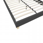 Κρεβάτι Mago pakoworld ύφασμα σε ανθρακί απόχρωση με ξύλινο πόδι 160x200εκ c502615