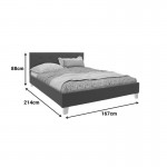 Κρεβάτι Mago pakoworld ύφασμα σε ανθρακί απόχρωση με ξύλινο πόδι 160x200εκ c502615