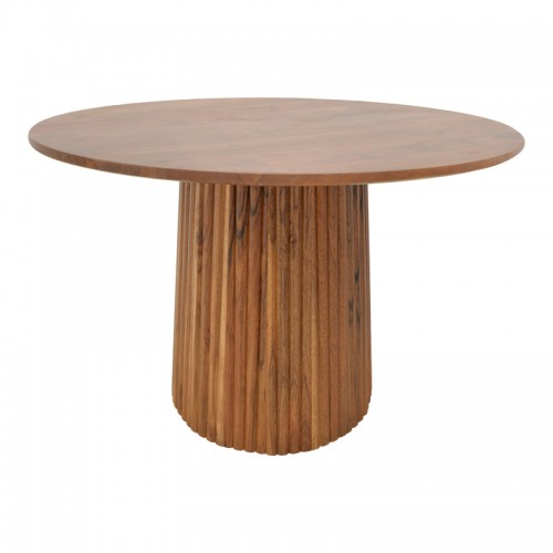 Τραπέζι Tully pakoworld μασίφ ξύλο ακακίας σε καρυδί απόχρωση Φ120x75εκ c502617