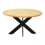 Τραπέζι Royalty I pakoworld μασίφ ξύλο mango 4εκ σε φυσική απόχρωση-πόδι μεταλλικό μαύρο Φ130x77εκ c502618