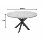 Τραπέζι Royalty I pakoworld μασίφ ξύλο mango 4εκ σε φυσική απόχρωση-πόδι μεταλλικό μαύρο Φ130x77εκ c502618