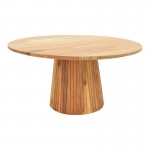 Τραπέζι σαλονιού Canicule ΙI pakoworld μασίφ ξύλο ακακίας σε φυσική απόχρωση Φ80x40εκ c502620