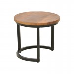 Τραπέζι σαλονιού Frina pakoworld σετ 3τεμ mango ξύλο σε καρυδί απόχρωση με πόδι μαύρο μέταλλο c502621