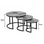 Τραπέζι σαλονιού Frina pakoworld σετ 3τεμ mango ξύλο σε καρυδί απόχρωση με πόδι μαύρο μέταλλο c502621