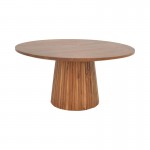 Τραπέζι σαλονιού Canicule ΙI pakoworld μασίφ ξύλο ακακίας σε καρυδί απόχρωση Φ80x40εκ c502624