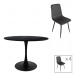 Τραπεζαρία Balou-Grato pakoworld σετ 5τεμ μαύρο Φ120x73εκ c502664