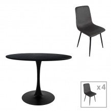 Τραπεζαρία Balou-Grato pakoworld σετ 5τεμ μαύρο Φ120x73εκ c502664