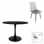 Τραπεζαρία Balou-Grato pakoworld σετ 5τεμ μαύρο-γκρι Φ120x73εκ c502668