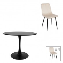 Τραπεζαρία Balou-Grato pakoworld σετ 5τεμ μπεζ Φ120x73εκ c502678