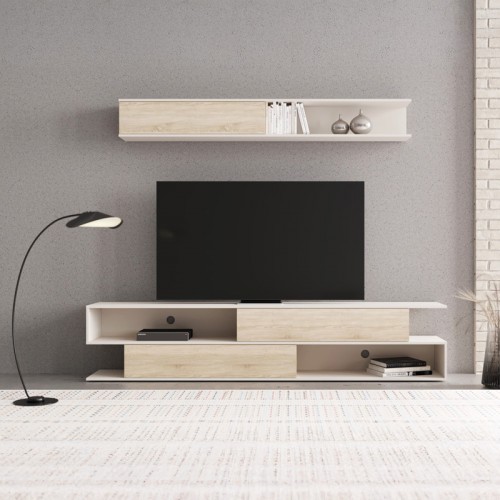 Σύνθετο σαλονιού Brick pakoworld σε sonoma oak-κρεμ απόχρωση 240x40x50 4εκ c502688