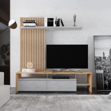 Σύνθετο σαλονιού Neo pakoworld σε oak-γκρι απόχρωση 190x40x200εκ c502690