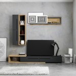 Σύνθετο σαλονιού Calvados pakoworld σε oak-ανθρακί απόχρωση c502691