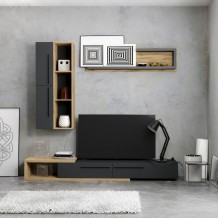 Σύνθετο σαλονιού Calvados pakoworld σε oak-ανθρακί απόχρωση c502691