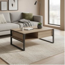 Τραπέζι σαλονιού Bendon pakoworld σε sonoma-μαύρη απόχρωση 100x60x44 5εκ c502695