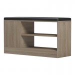 Παπουτσοθήκη-σκαμπό Deboule pakoworld 8 ζευγών σε sonoma-μαύρη απόχρωση 90x30x46εκ c502705