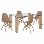 ΣΕΤ ΤΡΑΠΕΖΑΡΙΑ 5ΤΜΧ ΜΕ ΤΡΑΠΕΖΙ MORGAN 140Χ80X75 ΚΑΡΕΚΛΕΣ TWIST ΚΑΠΟΥΤΣΙΝΟ HM11406 c502765