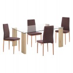 ΣΕΤ ΤΡΑΠΕΖΑΡΙΑΣ 5ΤΜΧ LADY HM11595 ΓΥΑΛΙ--ΜΕΤΑΛΛΟ--MDF ΣΕ SONAMA ΚΑΦΕ ΥΦΑΣΜΑ c502783