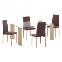 ΣΕΤ ΤΡΑΠΕΖΑΡΙΑΣ 5ΤΜΧ LADY HM11595 ΓΥΑΛΙ--ΜΕΤΑΛΛΟ--MDF ΣΕ SONAMA ΚΑΦΕ ΥΦΑΣΜΑ c502783