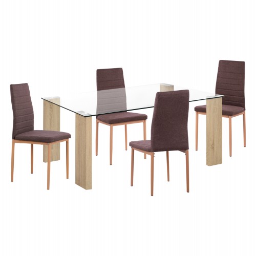 ΣΕΤ ΤΡΑΠΕΖΑΡΙΑΣ 5ΤΜΧ LADY HM11595 ΓΥΑΛΙ--ΜΕΤΑΛΛΟ--MDF ΣΕ SONAMA ΚΑΦΕ ΥΦΑΣΜΑ c502783