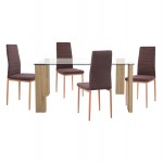 ΣΕΤ ΤΡΑΠΕΖΑΡΙΑΣ 5ΤΜΧ LADY HM11595 ΓΥΑΛΙ--ΜΕΤΑΛΛΟ--MDF ΣΕ SONAMA ΚΑΦΕ ΥΦΑΣΜΑ c502783