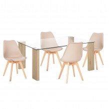 ΣΕΤ ΤΡΑΠΕΖΑΡΙΑΣ 5ΤΜΧ MORGAN HM21269 01 ΤΡΑΠΕΖΙ 4 ΚΑΡΕΚΛΕΣ - ΚΑΠΟΥΤΣΙΝΟ c502821