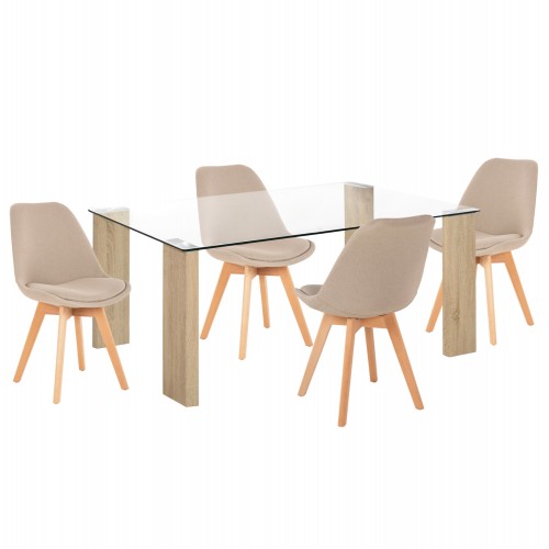 ΣΕΤ ΤΡΑΠΕΖΑΡΙΑΣ 5ΤΜΧ MORGAN HM21269 02 ΤΡΑΠΕΖΙ 4 ΚΑΡΕΚΛΕΣ - ΜΠΕΖ ΥΦΑΣΜΑ c502822