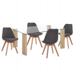 ΣΕΤ ΤΡΑΠΕΖΑΡΙΑΣ 5ΤΜΧ MORGAN HM21269 03 ΤΡΑΠΕΖΙ 4 ΚΑΡΕΚΛΕΣ - ΓΚΡΙ ΥΦΑΣΜΑ c502823