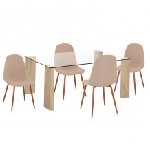 ΣΕΤ ΤΡΑΠΕΖΑΡΙΑΣ 5ΤΜΧ LEOMOR HM21270 01 ΤΡΑΠΕΖΙ 4 ΚΑΡΕΚΛΕΣ - ΜΠΕΖ ΥΦΑΣΜΑ c502824