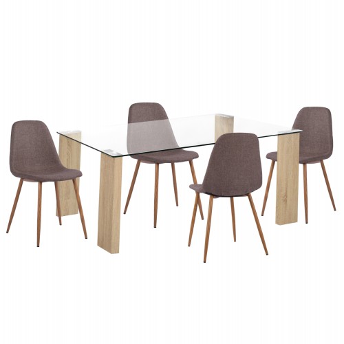 ΣΕΤ ΤΡΑΠΕΖΑΡΙΑΣ 5ΤΜΧ LEOMOR HM21270 02 ΤΡΑΠΕΖΙ 4 ΚΑΡΕΚΛΕΣ - ΚΑΦΕ ΥΦΑΣΜΑ c502825