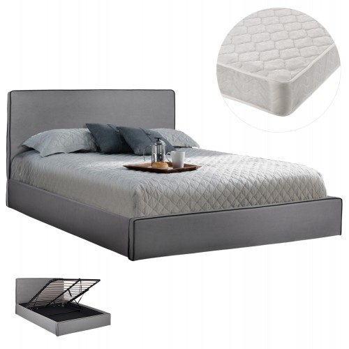 ΚΡΕΒΑΤΙ ΔΙΠΛΟ ΣΤΡΩΜΑ ALLIE HM21273 01 ΓΚΡΙ ΥΦΑΣΜΑ ΜΕ ΑΠΟΘ ΧΩΡΟ--ΓΙΑ 160x200 εκ c502841