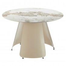 ΤΡΑΠΕΖΙ ΤΡΑΠΕΖΑΡΙΑΣ ΣΤΡΟΓΓΥΛΟ SEDAR HM18326 ΚΕΡΑΜΙΚΟ TOP--ΚΡΕΜ ΜΕΤΑΛ ΠΟΔΙΑ Φ120x76Υ c502887