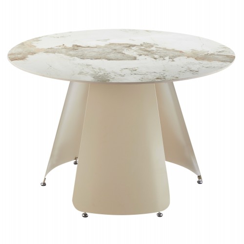 ΤΡΑΠΕΖΙ ΤΡΑΠΕΖΑΡΙΑΣ ΣΤΡΟΓΓΥΛΟ SEDAR HM18326 ΚΕΡΑΜΙΚΟ TOP--ΚΡΕΜ ΜΕΤΑΛ ΠΟΔΙΑ Φ120x76Υ c502887