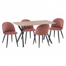 ΣΕΤ ΤΡΑΠΕΖΑΡΙΑΣ 5ΤΜΧ ALARICK HM21277 MDF TOP-ΒΕΛΟΥΔΟ ΣΑΠΙΟ ΜΗΛΟ ΜΕΤΑΛΛΟ ΜΑΥΡΟ c502892