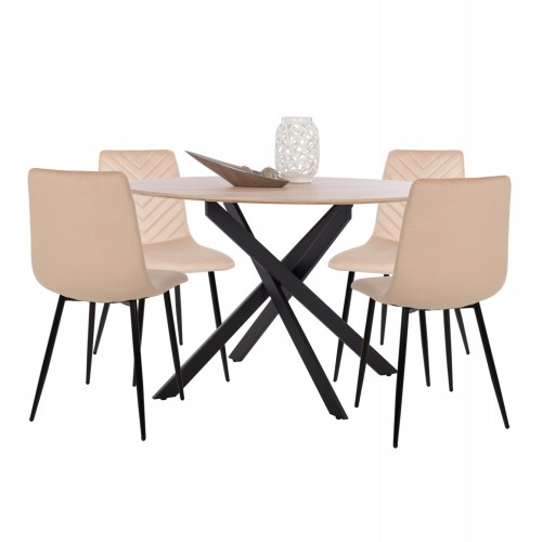 ΣΕΤ ΤΡΑΠΕΖΑΡΙΑΣ 5ΤΜΧ ROSARIO HM21278 MDF TOP ΣΤΡΟΓΓΥΛΟ-ΒΕΛΟΥΔΟ ΕΚΡΟΥ ΜΕΤΑΛΛΟ c502893