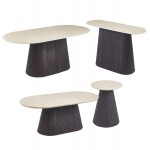 ΣΕΤ 3 ΤΡΑΠΕΖΙΑ 1 ΚΟΝΣΟΛΑ CATER HM21261 ΚΕΡΑΜΙΚΟ TOP ΟΨΗ ΤΡΑΒΕΡΤΙΝΑΣ-MDF ΒΑΣΗ ΚΑΦΕ c502895