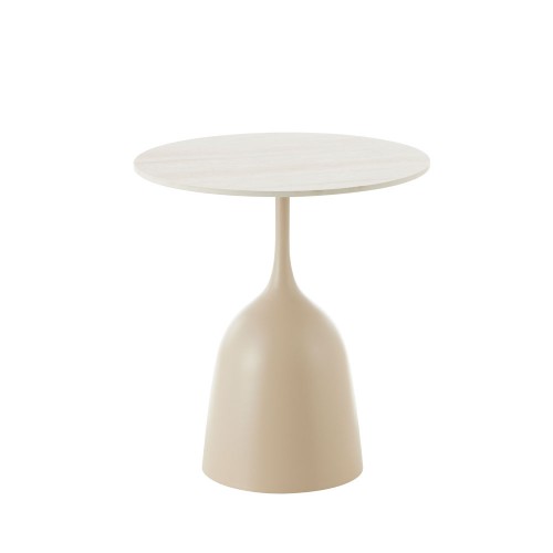 EARTH COFFEE TABLE ΛΕΥΚΟ ΜΕ ΟΨΗ ΜΑΡΜΑΡΟΥ BEIGE 50x50x54 5cm c502989