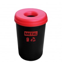 Κάδος ανακύκλωσης Πλαστικός μαύρος 60lt με ετικέτα Metal amp κόκκινο καπάκι c503541