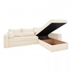 Γωνιακός καναπές-κρεβάτι αναστρέψιμος Venzie pakoworld ύφασμα σε μπεζ απόχρωση 283x214x83εκ c503545