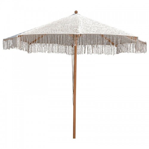 ΟΜΠΡΕΛΑ Ξύλινη - Οξιά Φ200cm Πλεκτό Μακραμέ Μπεζ c503552