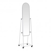 Καθρέπτης τροχήλατος Lomna pakoworld pp-μεταλλικός με ράφι σε λευκή απόχρωση 38 5x37 5x160εκ c503560