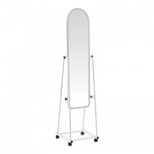 Καθρέπτης τροχήλατος Lomna pakoworld pp-μεταλλικός με ράφι σε λευκή απόχρωση 38 5x37 5x160εκ c503560