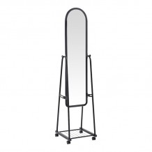 Καθρέπτης τροχήλατος Lomna pakoworld pp-μεταλλικός με ράφι σε μαύρη απόχρωση 38 5x37 5x160εκ c503565