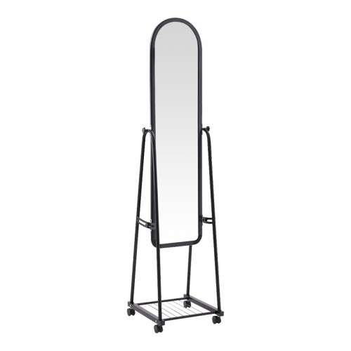 Καθρέπτης τροχήλατος Lomna pakoworld pp-μεταλλικός με ράφι σε μαύρη απόχρωση 38 5x37 5x160εκ c503565