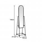 Καθρέπτης τροχήλατος Lomna pakoworld pp-μεταλλικός με ράφι σε μαύρη απόχρωση 38 5x37 5x160εκ c503565