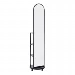 Καθρέπτης τροχήλατος Espero pakoworld mdf με ράφια σε μαύρη απόχρωση Φ34x170εκ c503574