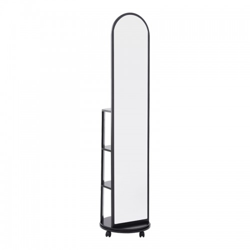 Καθρέπτης τροχήλατος Espero pakoworld mdf με ράφια σε μαύρη απόχρωση Φ34x170εκ c503574