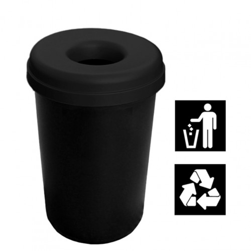 Κάδος Απορριμάτων Πλαστικός μαύρος 60lt με μαύρο καπάκι c503595