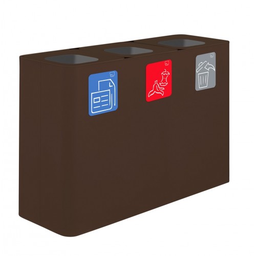 Κάδος Γαλβανιζέ ανακύκλωσης τριπλός 3x100L 115x38xΥ80cm Μαύρος με 5 ετικέτες Stil Casa Italy c503698